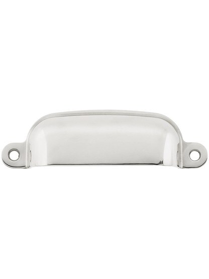 3 3/4 inch Classic Stamped Brass Cup Pull in Polished Nickel.